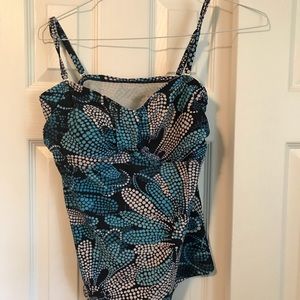 Shades of blue and white tankini top